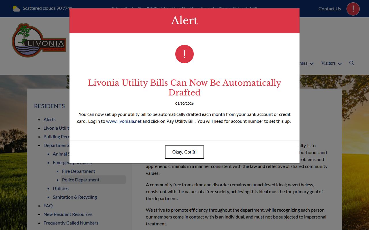 Livonia Louisiana Police Department source for recent arrest records