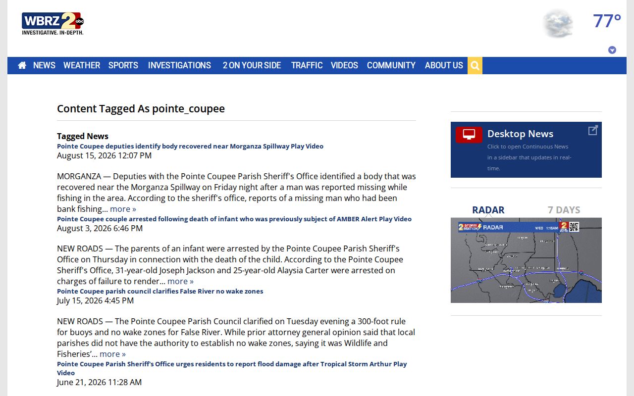 New Roads arrest news within WBRZ Pointe Coupee coverage